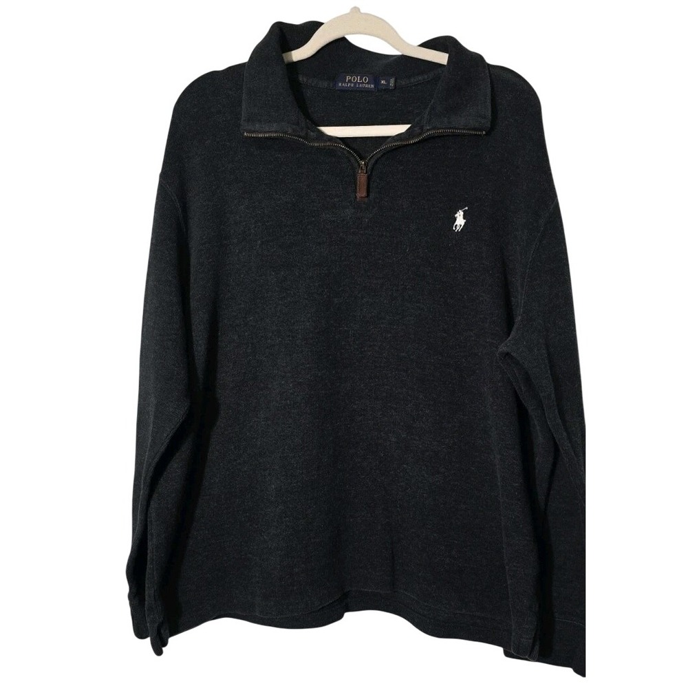 Polo Ralph Lauren Quarter Zip 1/4 Sweater Mens XL Black Knit